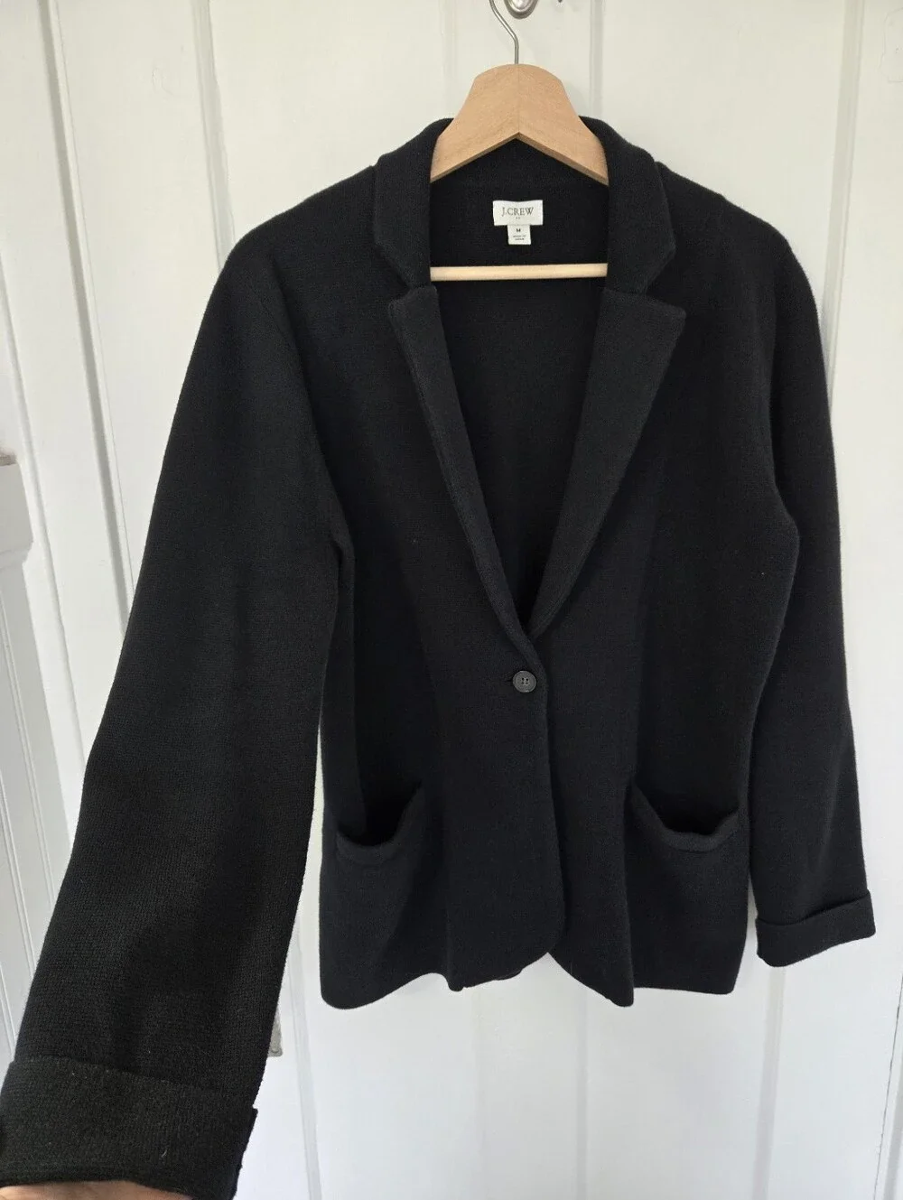 J. Crew Women's Schoolboy Sweater Blazer Size M Cardigan Dark Academia Black